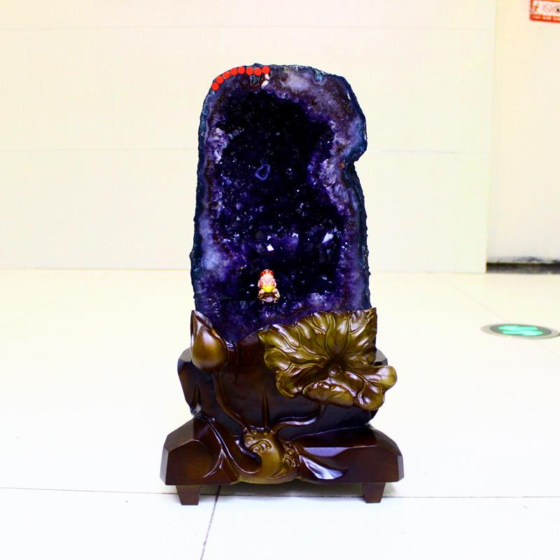 永韵天然紫水晶洞摆件紫晶洞玛瑙洞水晶洞紫色原石钱袋子
