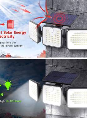 太YY-21803阳灯80ed户外人体红外三头感应户外l庭院能花1园景观照