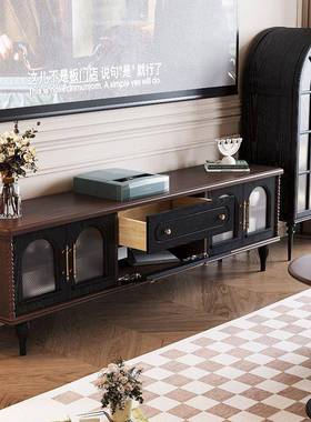 式实复古木电视柜黑色美式小DVR户客厅家型用收纳储物柜中古风法