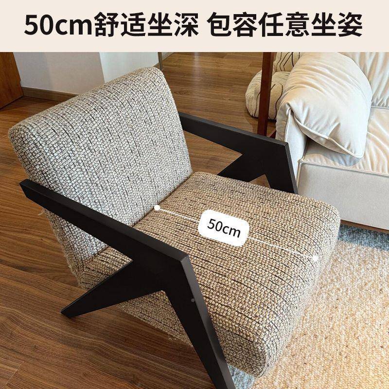 法式设师人沙604发中古风客厅阳台单休闲椅轻计奢高端木沙实发