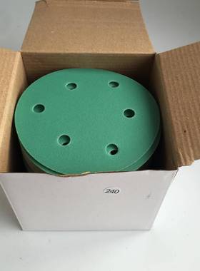 大光速绿色干磨砂磨纸美5寸6孔125m植绒气动打80目100片背绒m圆盘