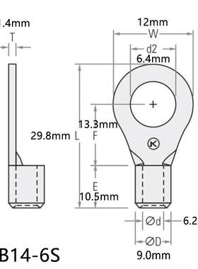 RN压B14-6S无绝缘套圆形冷无品牌/线端子国标紫铜新能源端护子圆