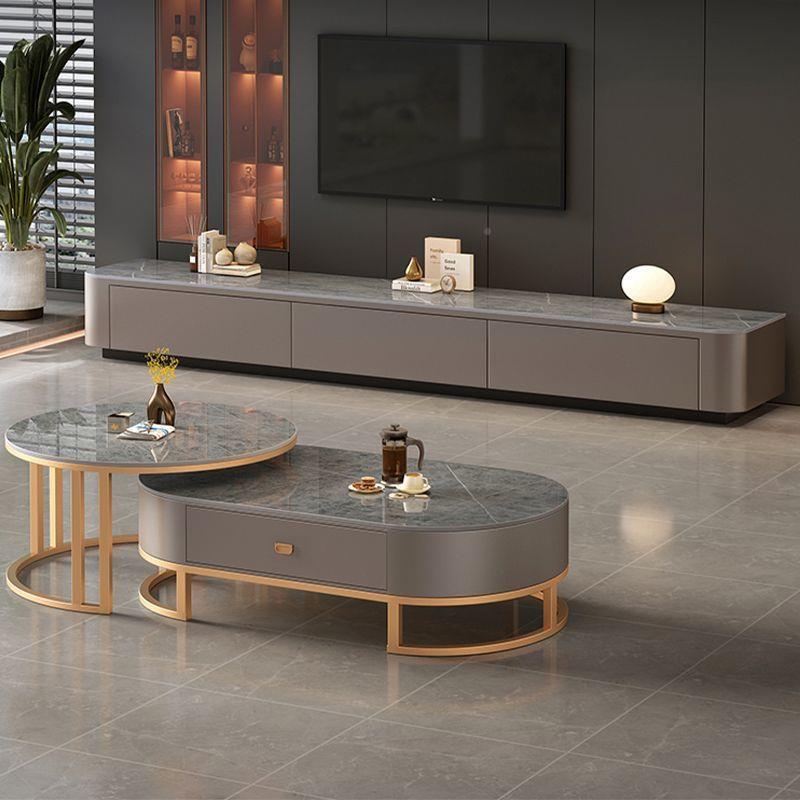 岩轻tn板茶几电视柜组合客h厅家用奢现代可伸缩茶桌202DKM5新款网