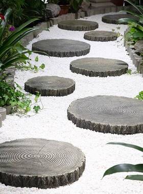 汀步石户16474外草花园不地砖庭院铺路石台造景布阳置规则仿木坪