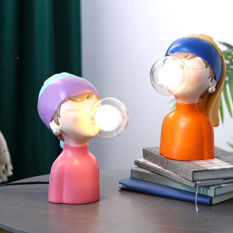 跨境新品珍艺珠女孩泡泡小灯树夜LOA脂工卧室床头家居品装饰摆件