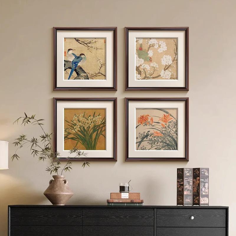 中古风植客厅花装饰法JIT式复古玄关斗画柜物卉摆画小众艺术卧室