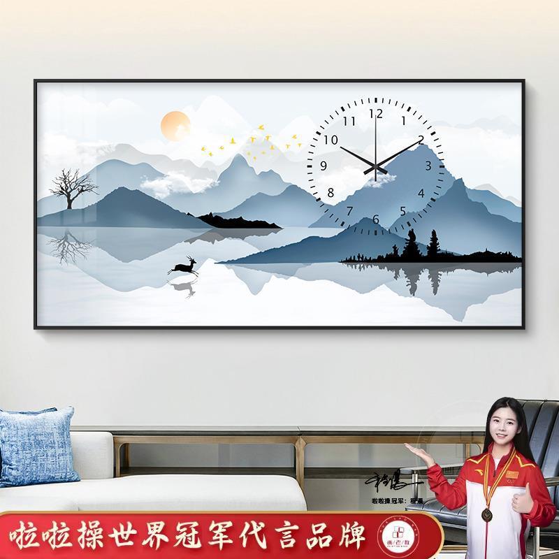 新式大尺寸电表中箱装饰画时钟钟表带挂画山画水配电箱创意120遮