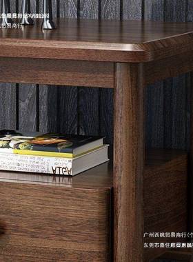 意式胡桃头木床柜卧现简约多功能收纳床边柜JRW家代具意式轻奢室