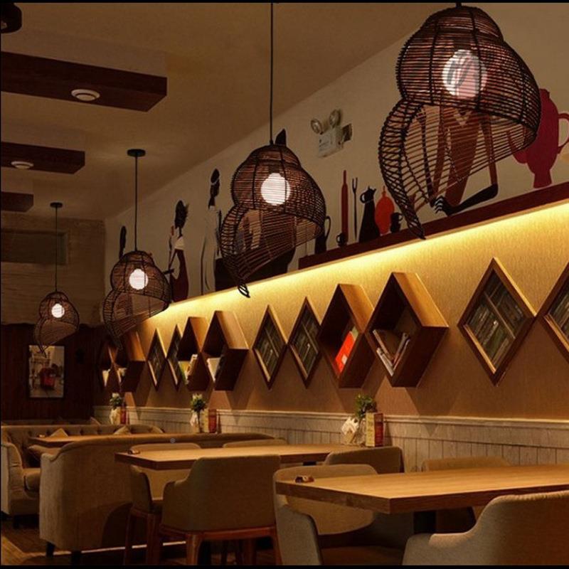 竹编灯笼仿编南吊灯复474古中式古厅吧台灯创意个性东餐亚藤艺吊