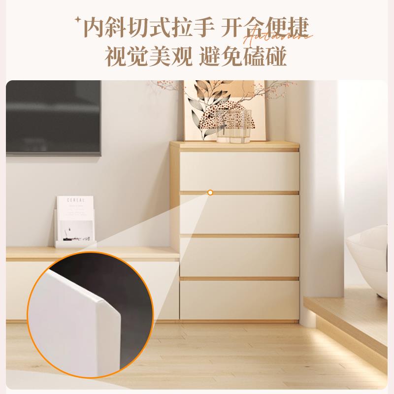 原木AYK172奶油风组合用落地视柜旁立电客厅家一体靠墙斗柜柜储物