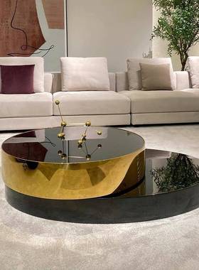 奢旋伸转茶几现代简约客厅缩创意合圆98221形组大小户型网轻红茶