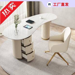 轻奢岩板书桌写字台现代设计老板办公桌电脑桌医美接诊桌咨询桌椅