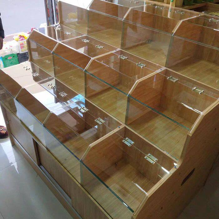 ぃ超市杂粮柜展示柜干货米斗干果货架粮油店超市透明展示盒展示架