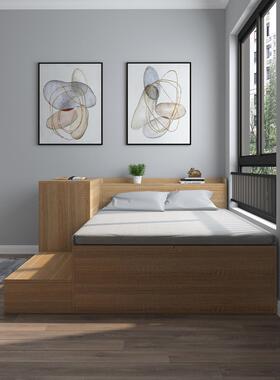 5YA约榻榻床现BGP代简书桌踏1步小户型卧室家具组合储物米收纳箱