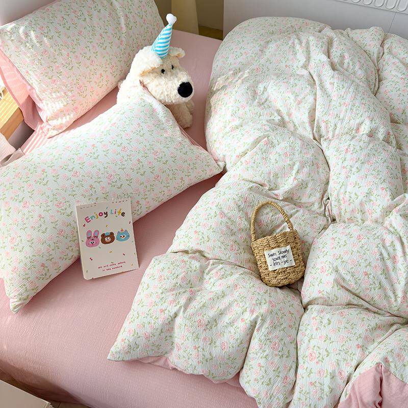 类棉母婴级双层床上四件套全针织棉儿被单卡通ORE纯棉纱被套a三件