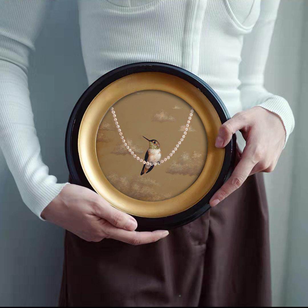 欧式复古小ZQP众装饰画餐客厅厅艺术画圆挂框组合挂墙面壁画小饰