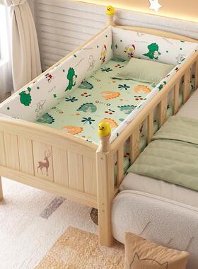 实单木儿童床带护栏床儿婴VMN男孩女孩公主床人床边床加宽拼小接