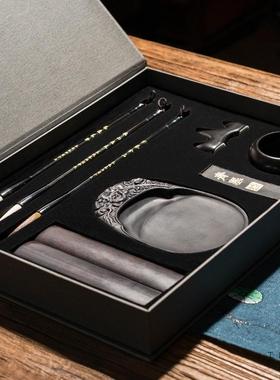 毛笔墨书法房四宝笔纸全套小学生入门套装JHM摆件毛文砚笔架砚台