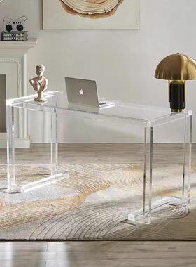 书房办公桌现化代约透厅明书桌53845客创简意悬浮餐桌卧室水晶妆