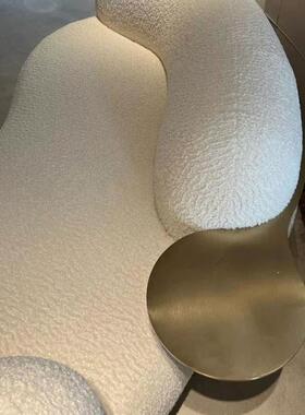 沙奢JL豌豆沙发奶油风弧轻形布艺发意式简约沙发小户型休93726闲