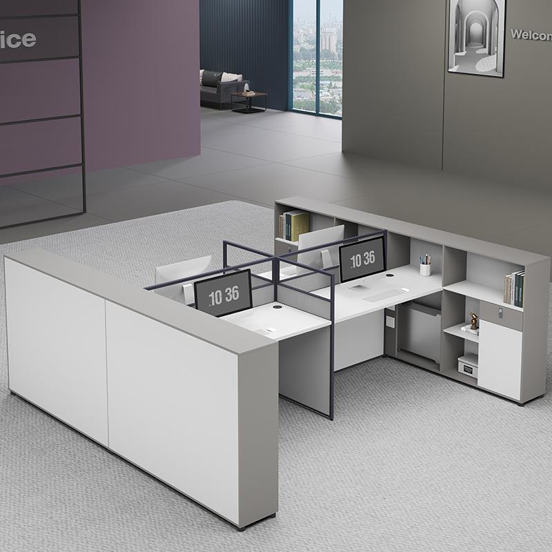 现代约电屏风家具四P20LA人位座公桌双卡人位桌子工位脑简桌自由