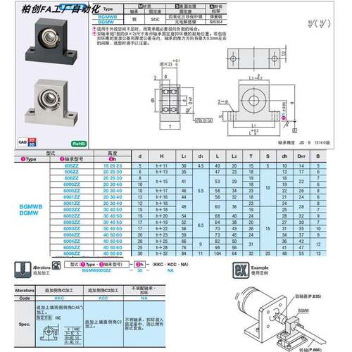 承座组件T型BGMNZDW轴BBGM6W903ZZ6003ZZ6904Z-30Z405060