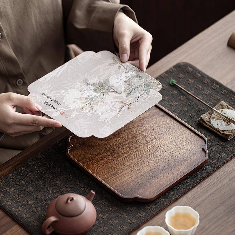 胡桃办木四方茶盘干盘台高端实木公室泡家用新中式小型JHU茶托茶