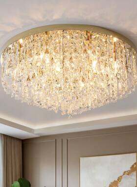 水晶灯圆形吸顶灯代简灯约主卧室现灯房灯间大气led客厅大96114具