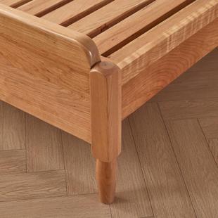 北全美樱桃木原木软包床童现代胡桃实木原木小ACV户型卧室儿黑单