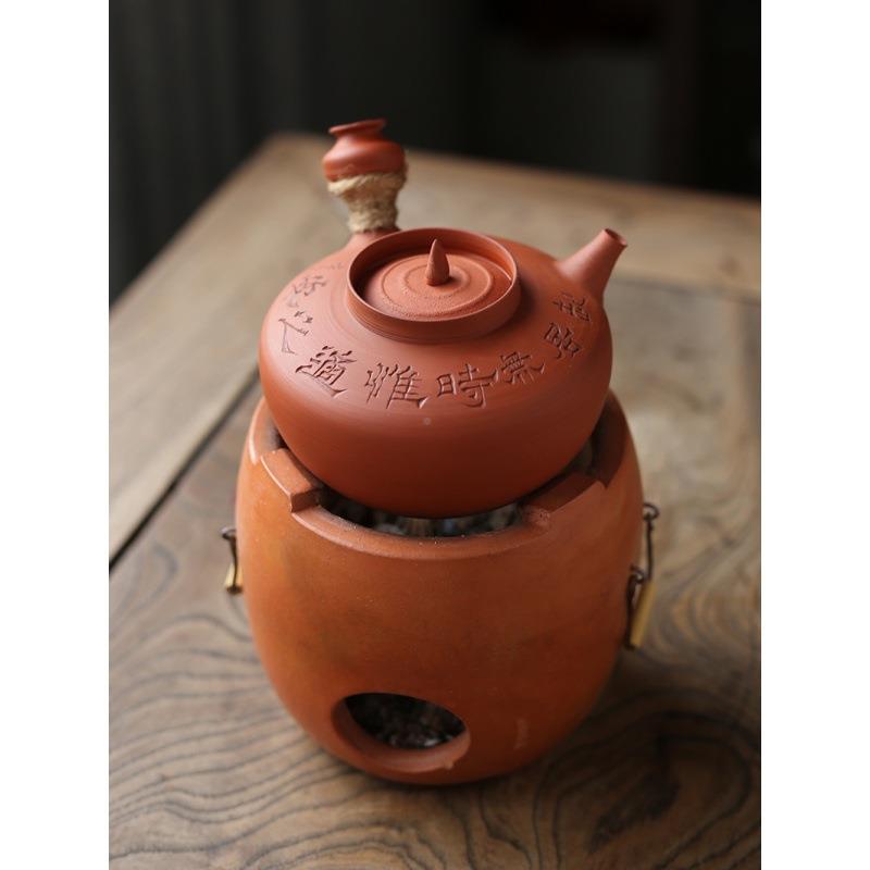 潮州工夫茶红一608醉超薄铫砂刻茶诗手拉书壶碳炉烧水壶炭炉玉煨