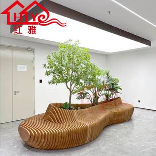 实木坛切片花21431树池场造景大花坐凳弧形池座椅室内休闲商椅等