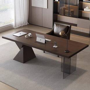 式极简LBA书桌轻奢公现代感桌家用意亚克力悬浮电脑客厅实木办桌