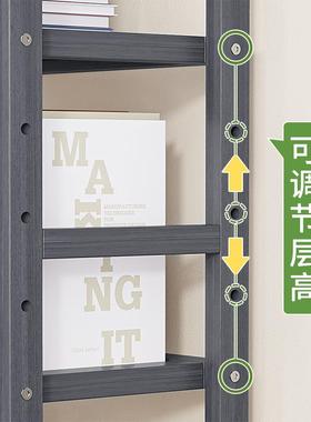 。客厅厨房置物架子货靠收纳简易多层实墙木物书架落地一21018储