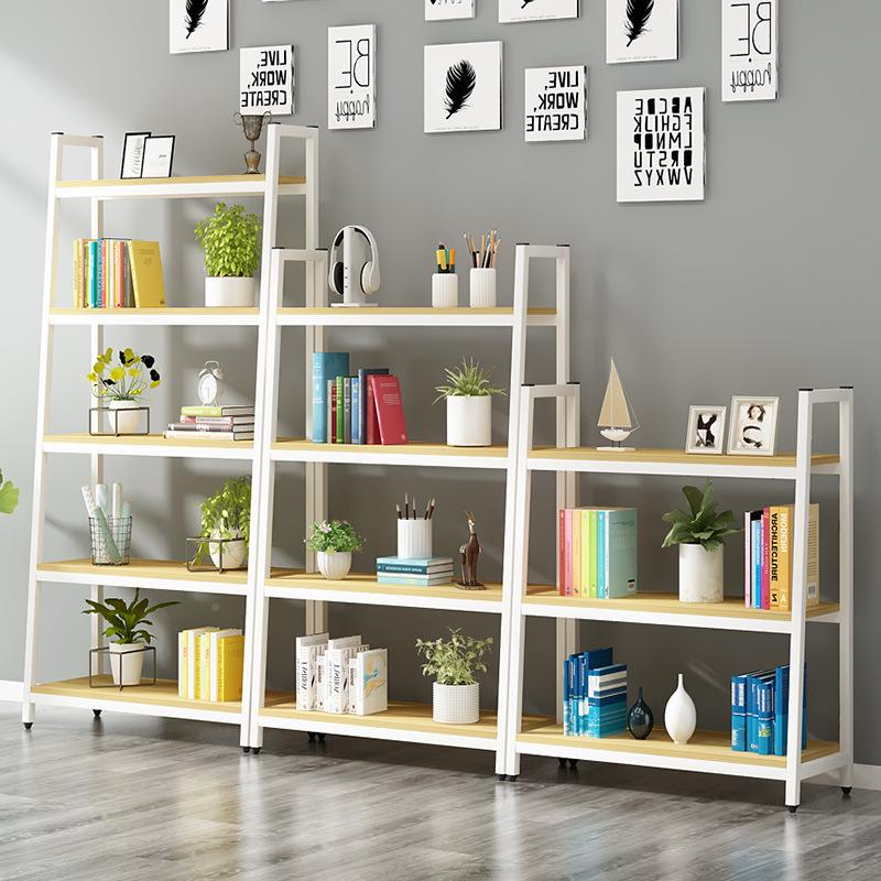 铁储艺架置物架简约落地层收纳架客50厅隔板物架多钢书木货架展示