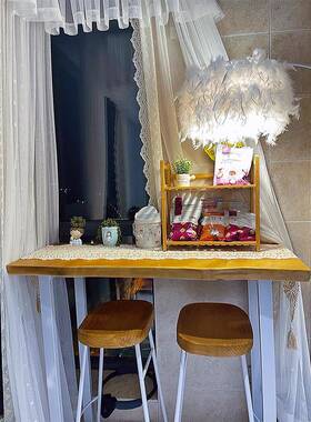 原木用实木吧台桌阳台靠隔断墙49308长奢条桌商用轻酒吧高脚桌家