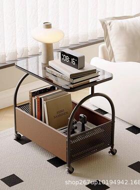 家用动可移客厅沙发风边几卧OZP室床头简约阳台柜小桌子奶油带轮