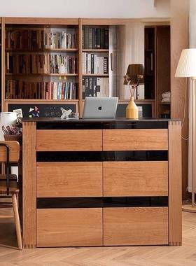 餐日式全实木中岛台桃木樱柜厅料理台吧台柜72372厨房岛台餐桌一