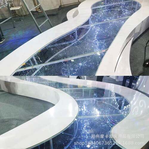 婚礼玻璃舞台走秀玻KTV驻T台唱婚庆店婚礼堂动布置发光璃378展酒