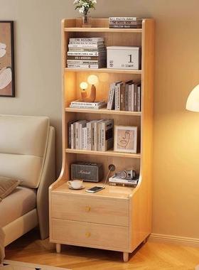 实架木床头柜带书31950架多层置物窄卧室床边加储高物柜小型款收