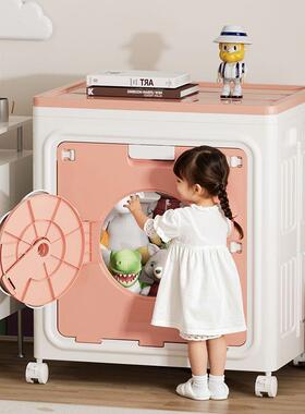 新款立体卡通童儿收纳箱玩衣具服收折纳柜大容量可叠85743翻盖整