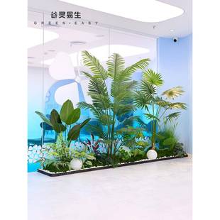 谷灵易生大型仿真绿植造景室内景观健身房楼梯间角落橱窗装饰植物
