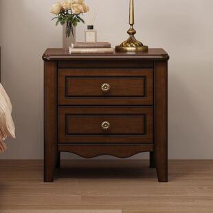 实木床头柜美式轻奢收纳柜家用储物柜卧室小柜子复古小型床边柜