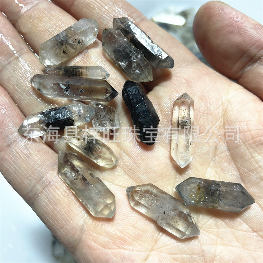 天然赫尔基蒙黑流沙闪灵钻白水晶双尖黑幽灵彩虹骸骨骨干能量原石
