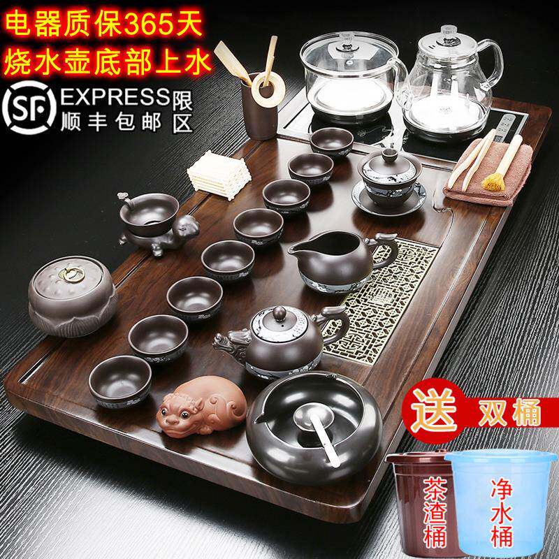 茶具套装茶盘家用全自动一体玻璃烧水壶底部自动上水简约茶海茶台