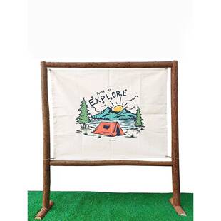 户外露营氛装围饰木架围挂旗挂布野OQY营门野营地团拱建氛背景花