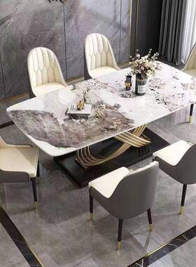 轻奢岩板餐桌椅组合现代约家小jls6S759户型意用式长方形不简锈西