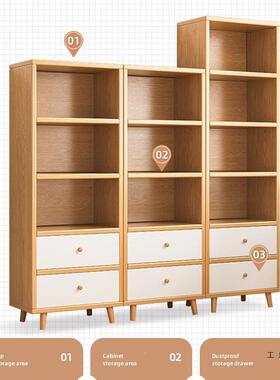 实木架客厅落地靠墙转角置书物架家用日64422书式窄立柜胡展桃木