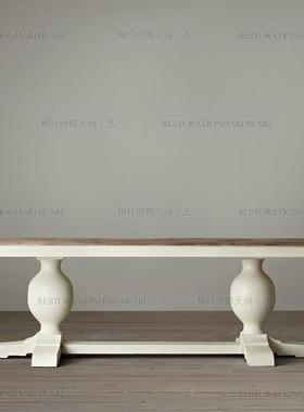 法式村全实木大板餐桌美式乡村欧式原花木拼人8-10TM400578长桌乡