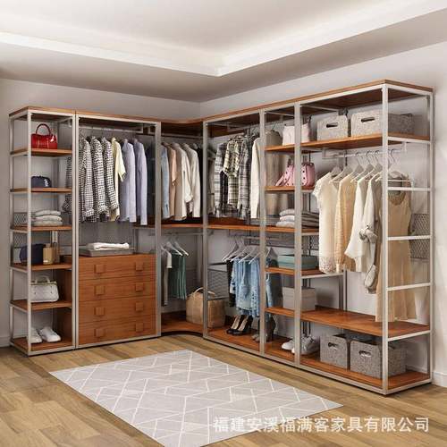 开放式衣柜物铁挂衣架loft属衣TEU帽间置金架步入式衣帽架艺落地