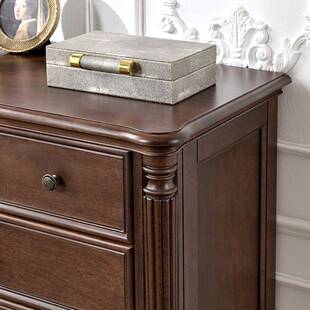 美式全靠实木六斗柜乡村边复古风格客厅墙柜TDH室收纳储物卧柜子